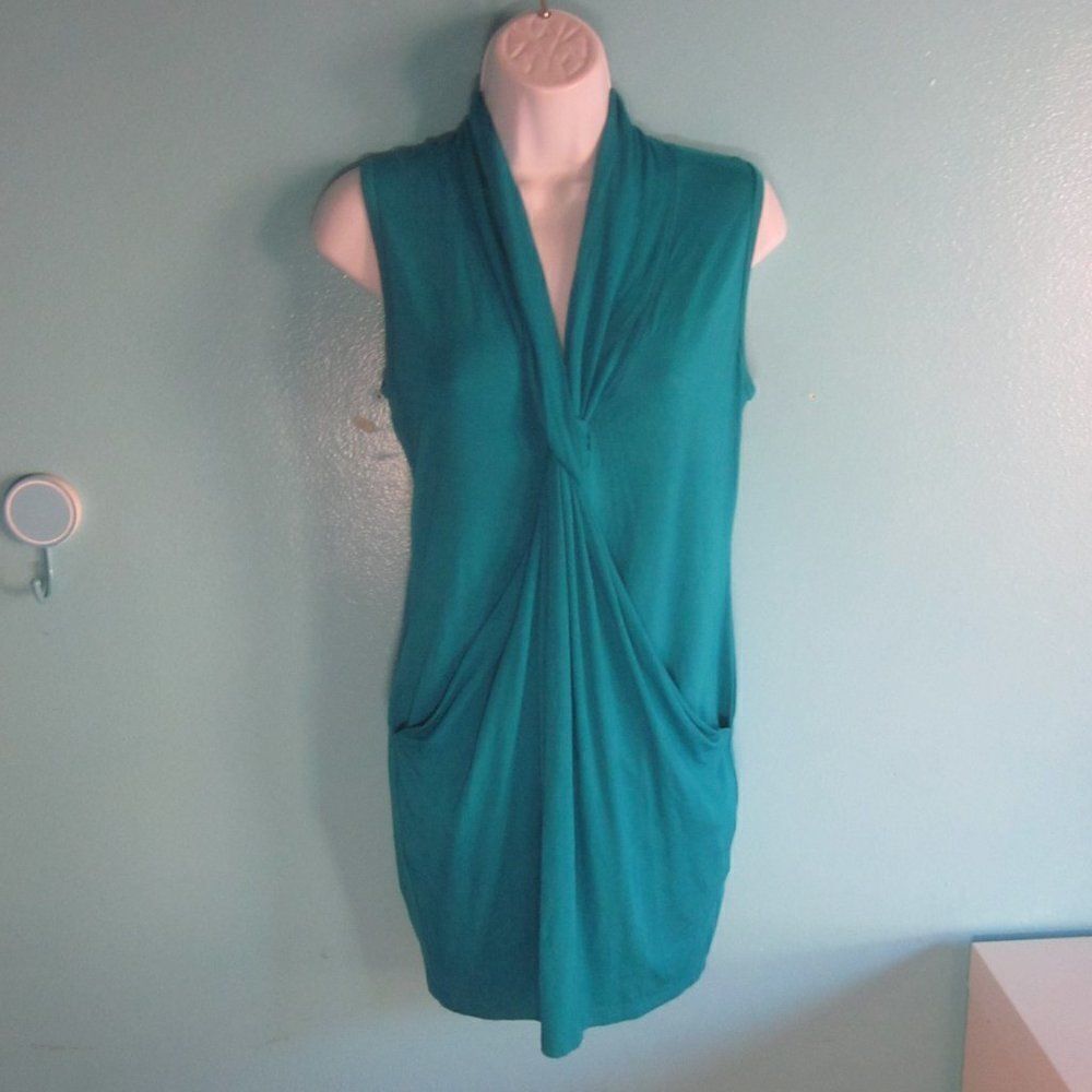 Trina Turk Womens Size 2 Summer Turquoise Twist Front Mini Dress Pullover